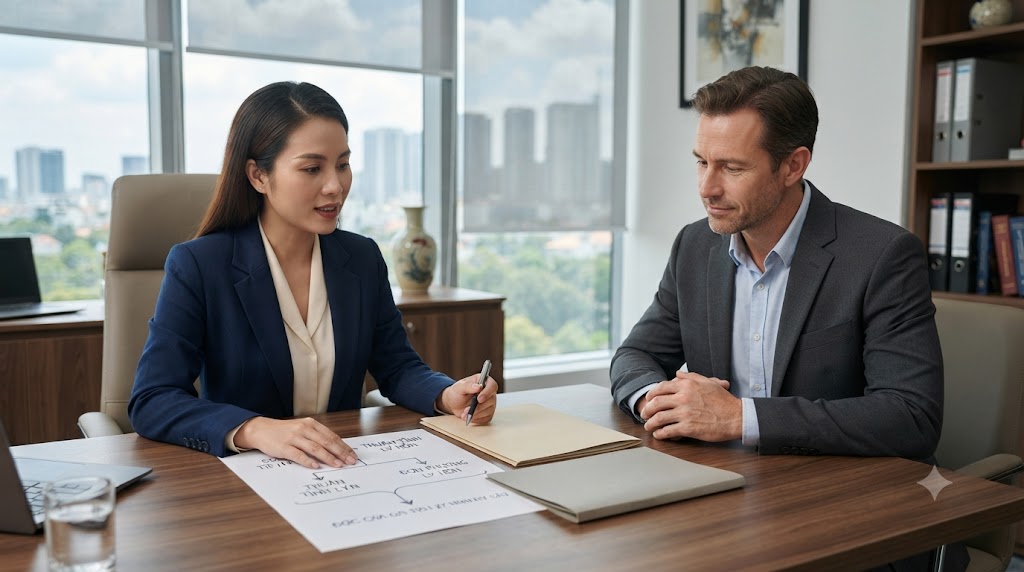 Lawyer explaining consensual and unilateral divorce procedures in Vietnam