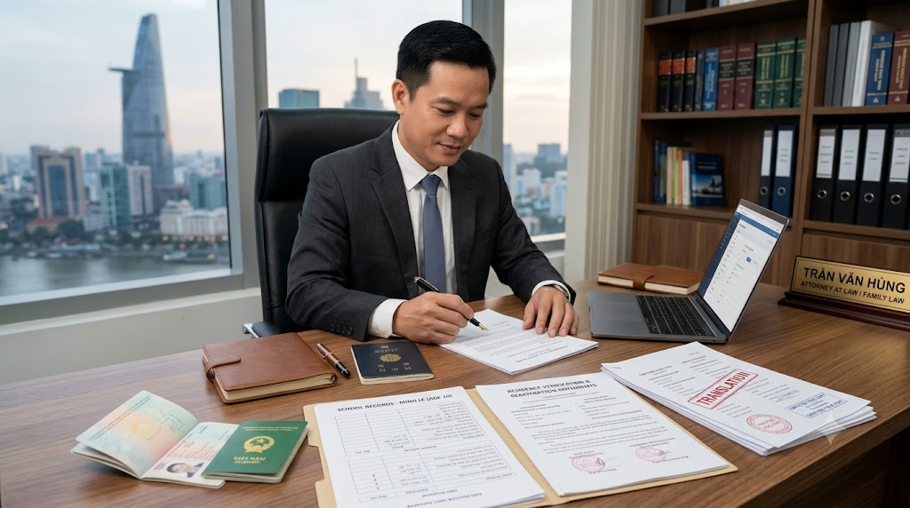 Documents prepared for a Vietnam divorce with child abroad