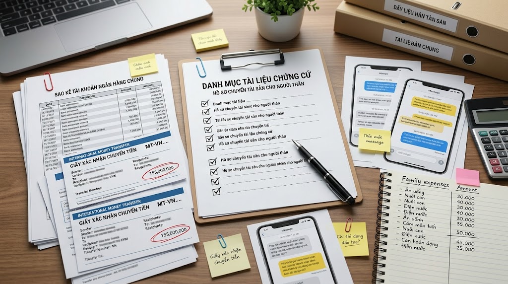Checklist of bank statements messages and expense records